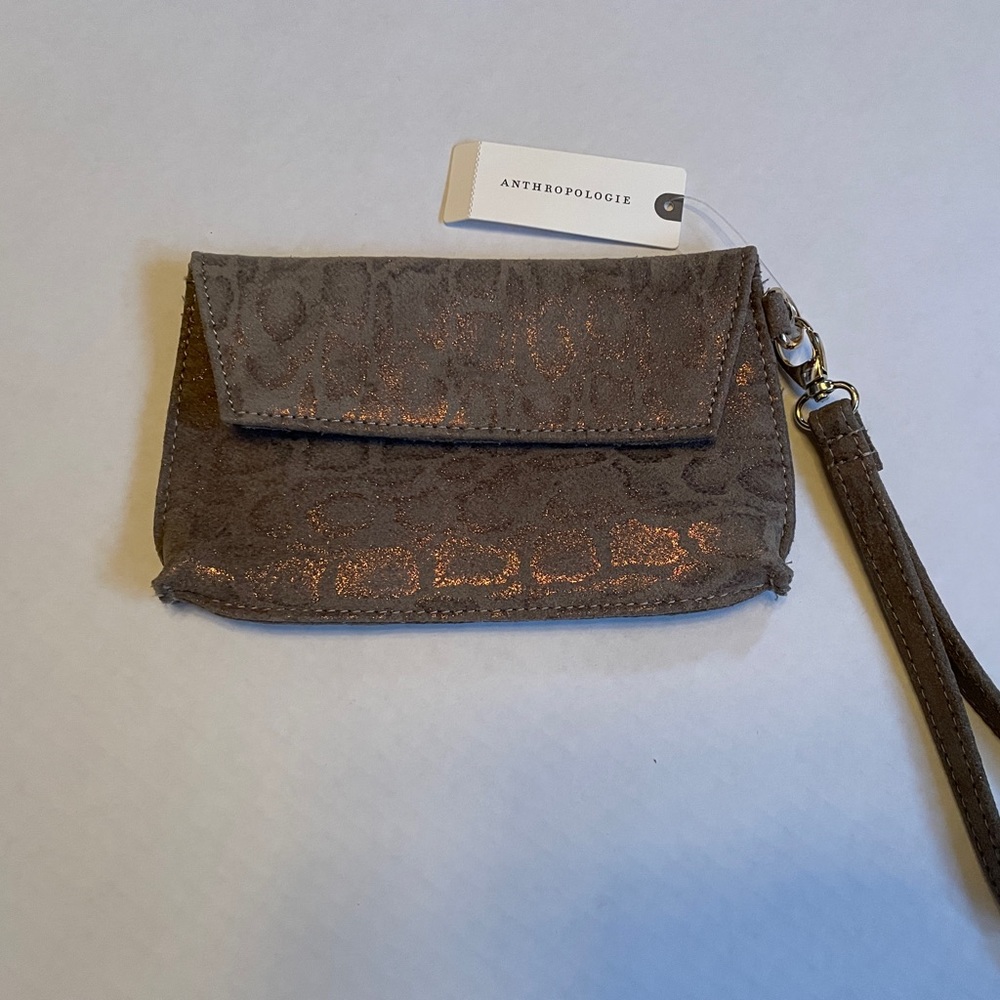 NWT Anthropologie Leather Wristlet